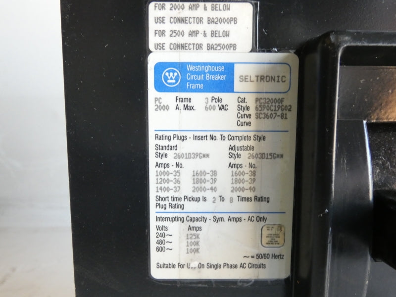WESTINGHOUSE PC32000 600VAC 2000A NSNP