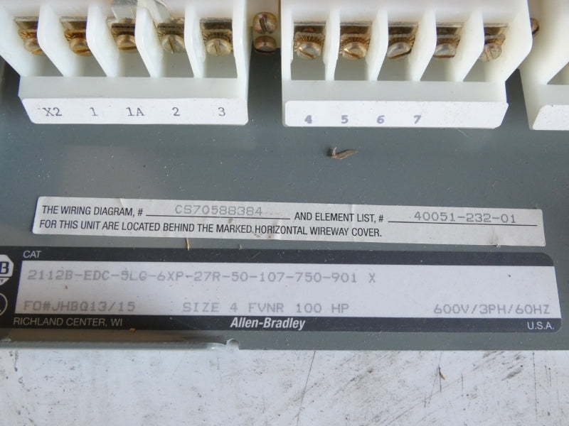 ALLEN BRADLEY 2112B-EDC-5LG-6XP-27R-50-107-750-901 SER. X 600V NSNP