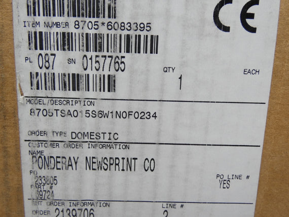 ROSEMOUNT 8705TSA015S6W1N0F0234 40VDC 0.5A 1000PSI 1-1/2" NSMP