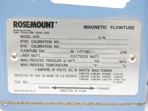 ROSEMOUNT 8701TSA030C1G1 16VDC, 1A, 275PSI 3" NSMP