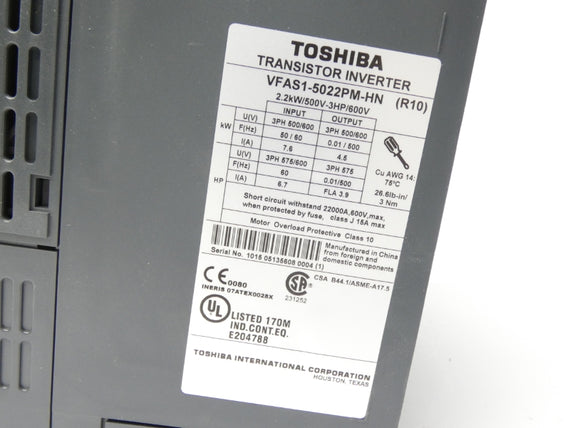 TOSHIBA VFAS1-5022PM-HN 500/600V 7.6/6.7A NSMP