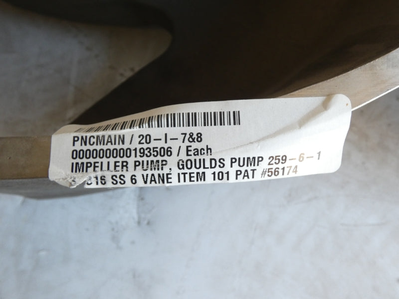 GOULDS PUMP 259-6-13 316SS6 3-1/4" 23" NSNP