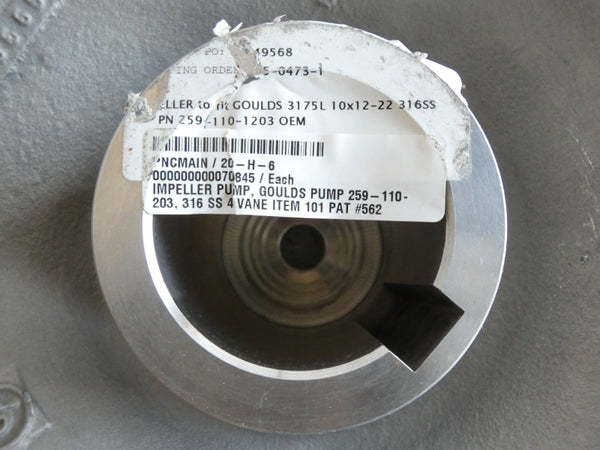 GOULDS PUMP 259-110-203 316SS4 3-3/4" 23" NSNP