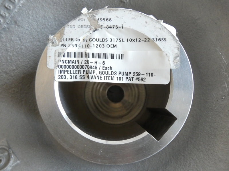 GOULDS PUMP 259-110-203 316SS4 3-3/4" 23" NSNP