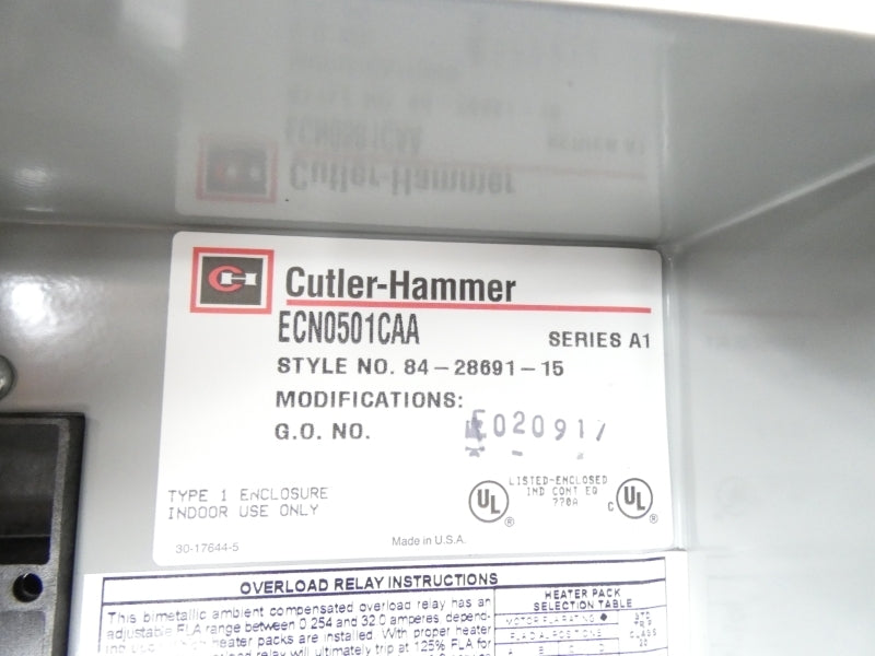 CUTLER HAMMER ECN0501CAA SER. A1 480V 32.0A NSMP