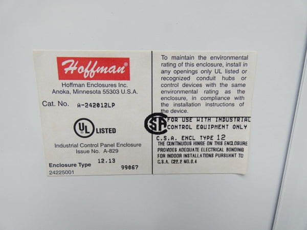 HOFFMAN A-242012LP (AS PICTURED) NSMP