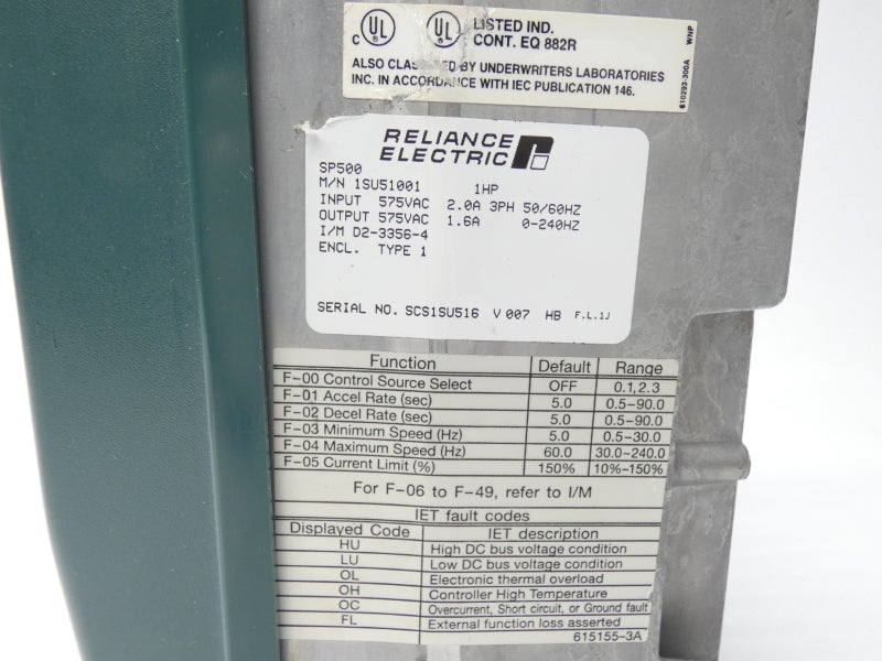 RELIANCE ELECTRIC SP500 1SU51001 575VAC 2.0A NSNP