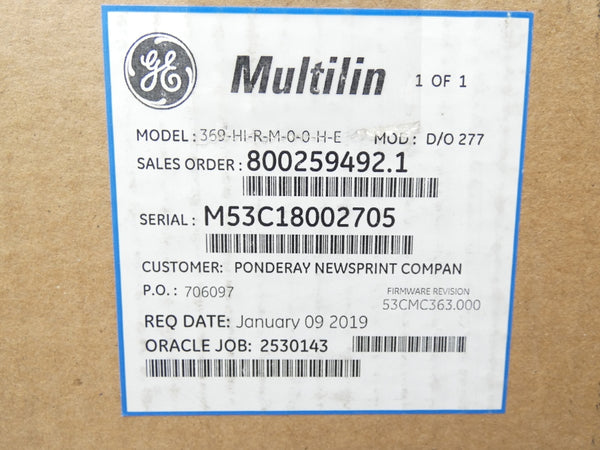 GENERAL ELECTRIC 369-HI-R-M-0-0-H-E 60-265VAC 8A NSMP