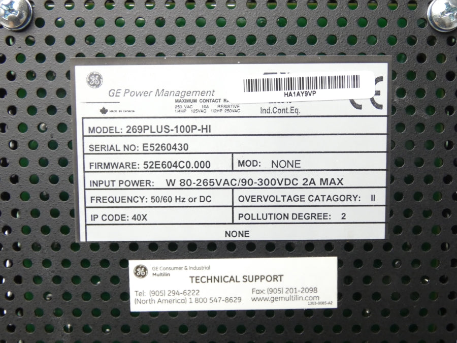 GENERAL ELECTRIC 269PLUS-100P-HI 80-265VAC 2A UNMP