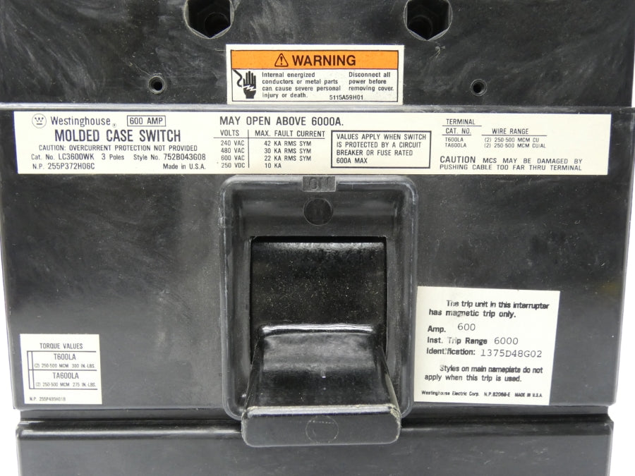 WESTINGHOUSE LC3600WK 600VAC 600A NSMP