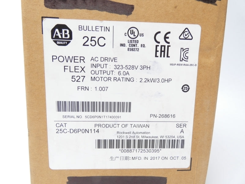 ALLEN BRADLEY 25C-D6P0N114 SER. A 323-528V 6.0A NSMP