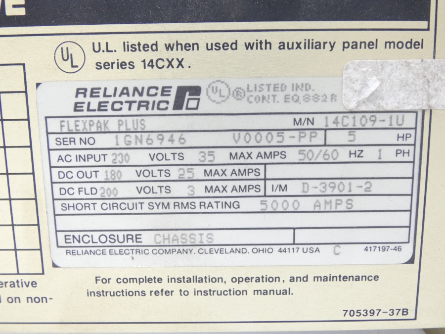RELIANCE ELECTRIC FLEXPAK PLUS 14C109-1U 230VAC 35A NSNP