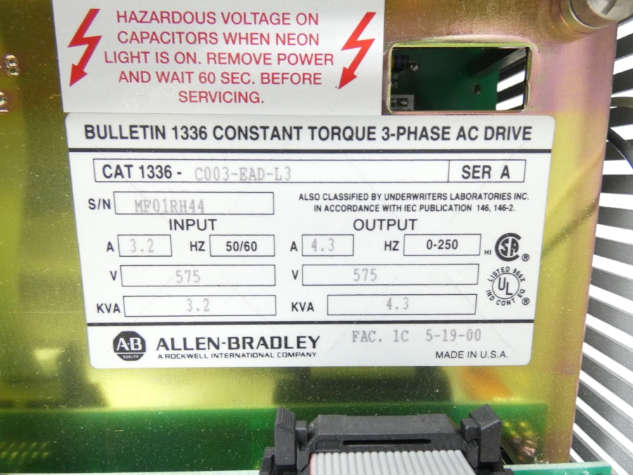 ALLEN BRADLEY 1336-C003-EAD-L3 SER. A 575V 3.2A NSNP