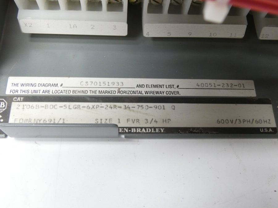 ALLEN BRADLEY 2106B-DC-5LGR-6XP-24R-34-750-901 SER. Q 600V NSNP