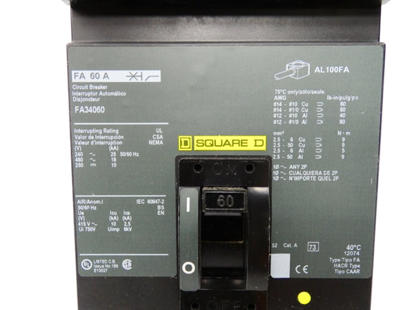 SQUARE D FA34060 SER. 2 480VAC 60A NSMP