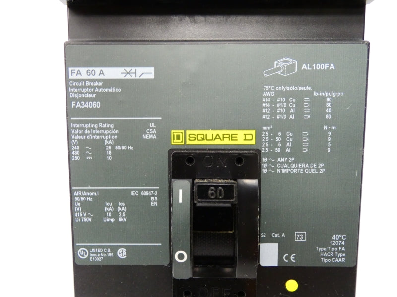 SQUARE D FA34060 SER. 2 480VAC 60A NSMP