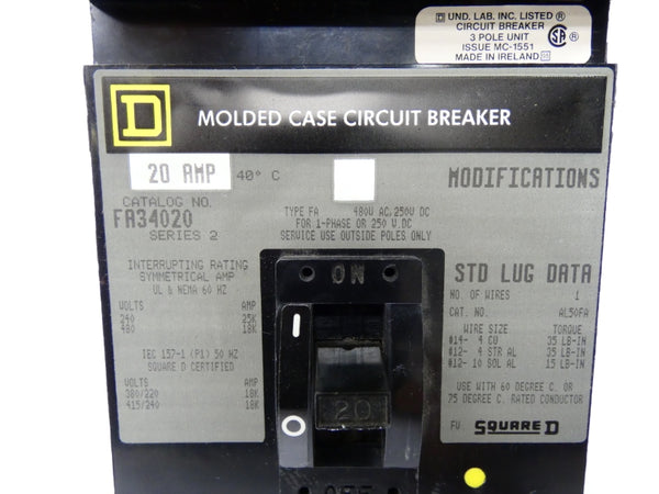 SQUARE D FA34020 SER. 2 480VAC 20A (GREY) NSMP