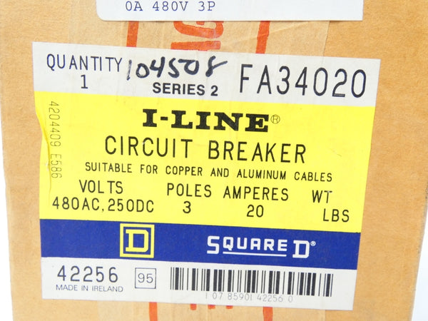 SQUARE D FA34020 SER. 2 480VAC 20A (GREY) NSMP