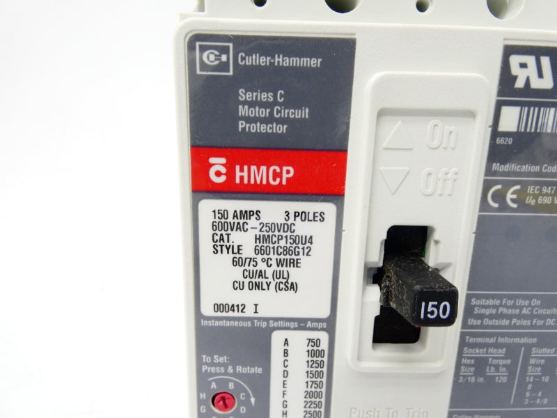 CUTLER HAMMER HMCP150U4 SER. C 600VAC 150A NSMP
