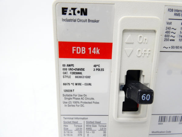 EATON FDB3060L SER. C 600VAC 60A NSMP