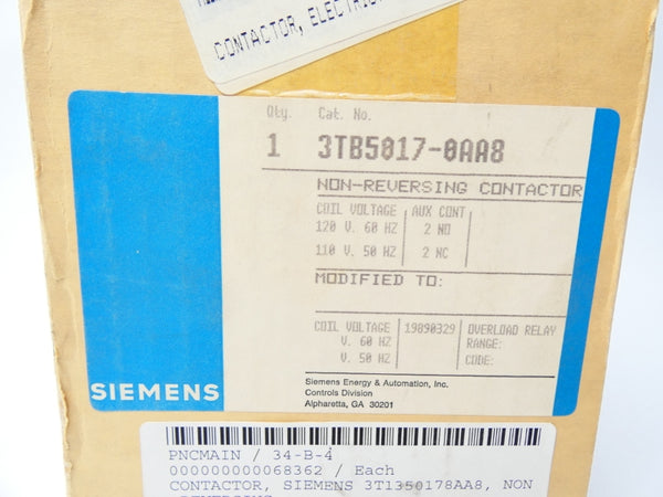 SIEMENS 3TB5017-0AA8 110/120V NSMP