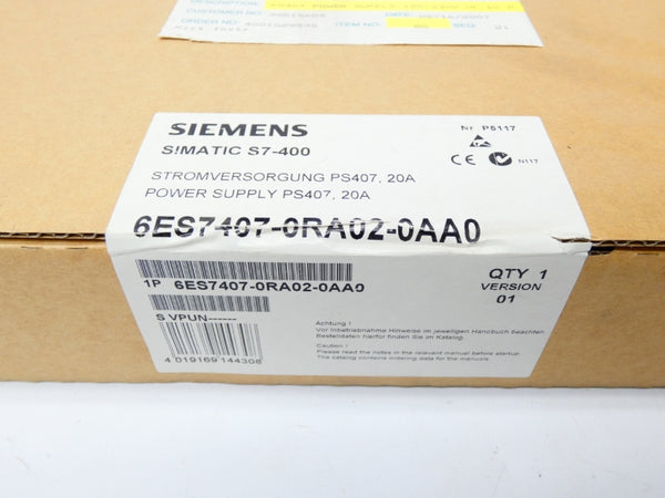 SIEMENS 6ES7407-0RA02-0AA0 120/230V 20A VER. 01 NSFS