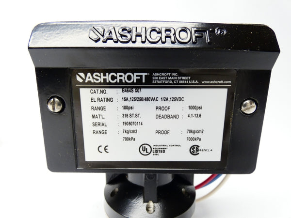 ASHCROFT B464SX07 480VAC 15A 100PSI NSMP