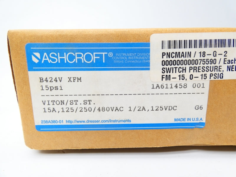 ASHCROFT B424VXFM 480VAC 15A 15PSI NSMP