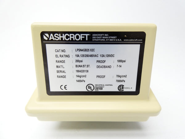 ASHCROFT LPSN4GB25X2C 480VAC 15A 200PSI NSMP