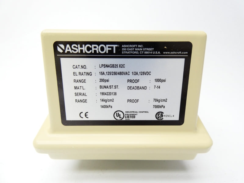 ASHCROFT LPSN4GB25X2C 480VAC 15A 200PSI NSMP