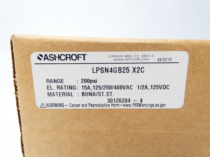 ASHCROFT LPSN4GB25X2C 480VAC 15A 200PSI NSMP