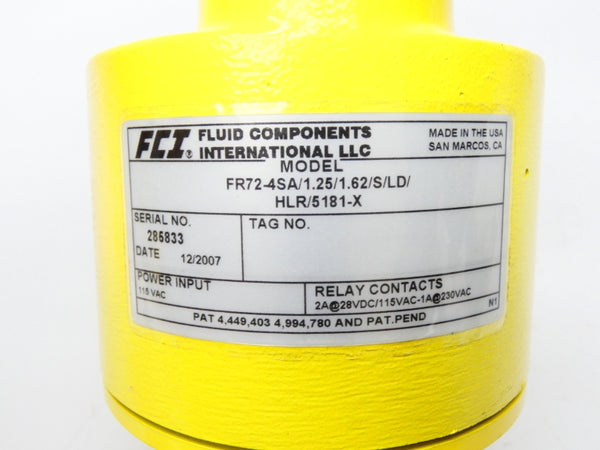 FCI FR72-4SA/1.25/1.62/S/LD/HLR/5181-X 115VAC 2A NSNP