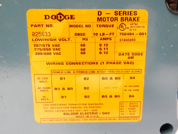 DODGE 025633 DBSC-10 300/600VAC 0.12A NSNP