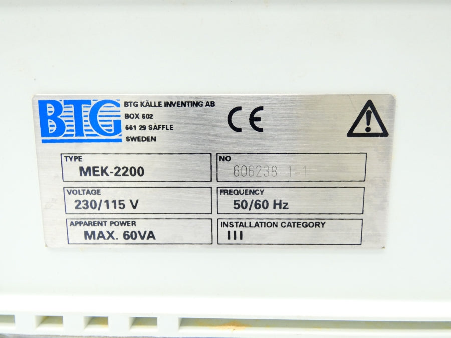 BTG MEK-2200 606238-1-1 115/230V UNMP