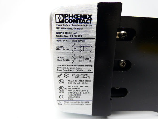 PHOENIX CONTACT QUINT-DIODE/40 2938963 V/C: 04 24V 40A NSMP