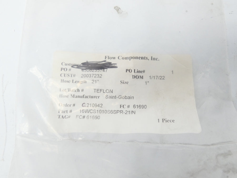 FLOW COMPONENTS 16WCS1010S6SPR-21IN FC61690 NSMP