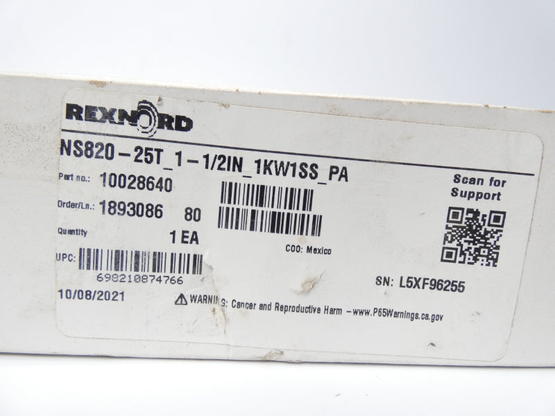 REXNORD NS820-25T-1-1/2IN-1KW1SS-PA 10028640 NSMP