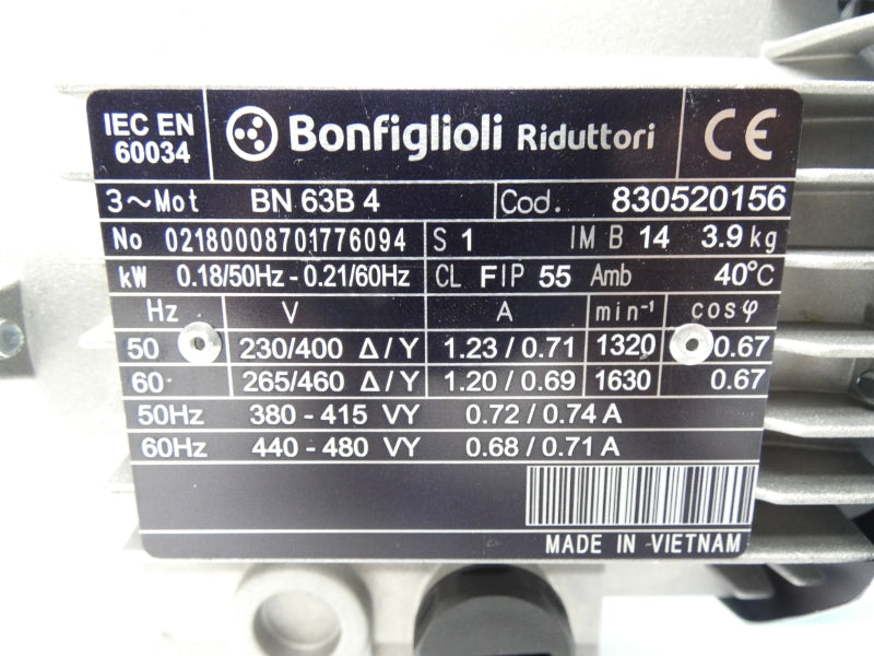 BONFIGLIOLI BN63B4 830520156 265/460V 1.20/0.69A NSNP