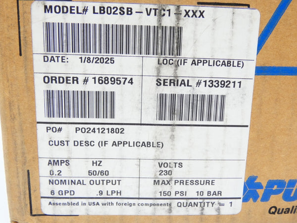 PULSATRON LB02SB-VTC1-XXX 230V 0.2A 150PSI NSMP