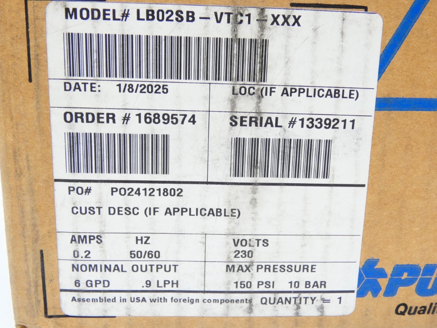 PULSATRON LB02SB-VTC1-XXX 230V 0.2A 150PSI NSMP