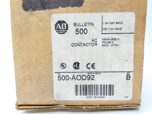 ALLEN BRADLEY 500-AOD92 SER. B 115-120V (BR/WH) NSMP