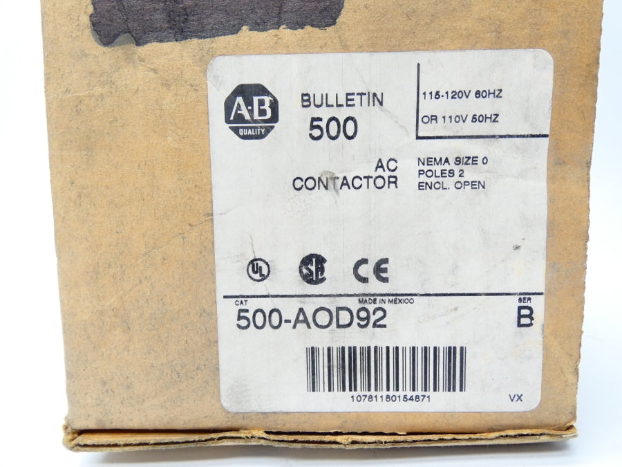 ALLEN BRADLEY 500-AOD92 SER. B 115-120V (BR/WH) NSMP