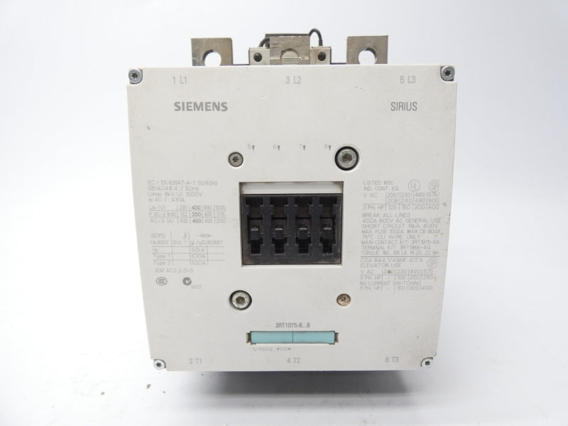 SIEMENS 3RT1075-6AF36 150V 400A (AS IS) UNMP