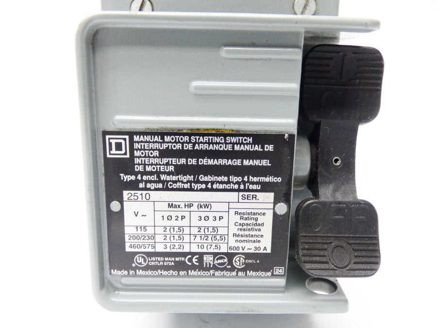 SQUARE D 2510KW2H0707 SER. B 460/575 30A NSNP