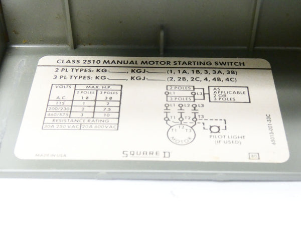 SQUARE D 2510KG-2 SER. A 460/575V 30A NSMP