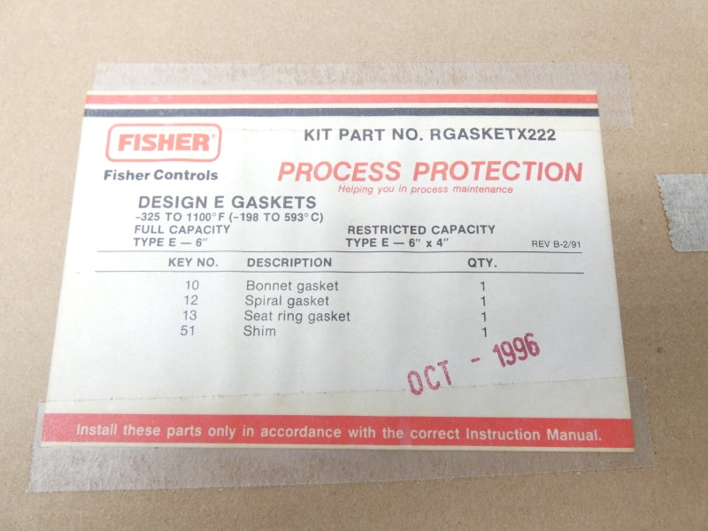 FISHER RGASKETX222 NSFS