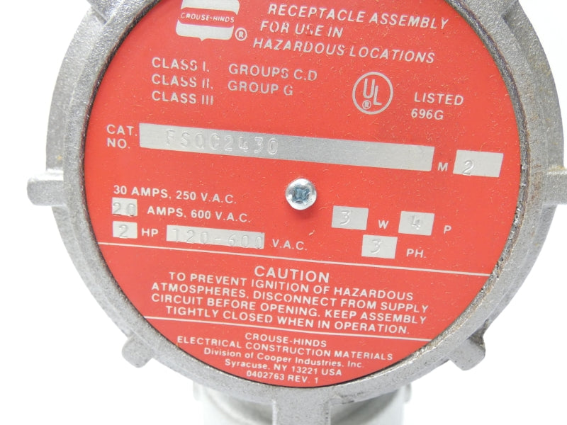CROUSE HINDS FSQC2430 120-600VAC 30A NSMP