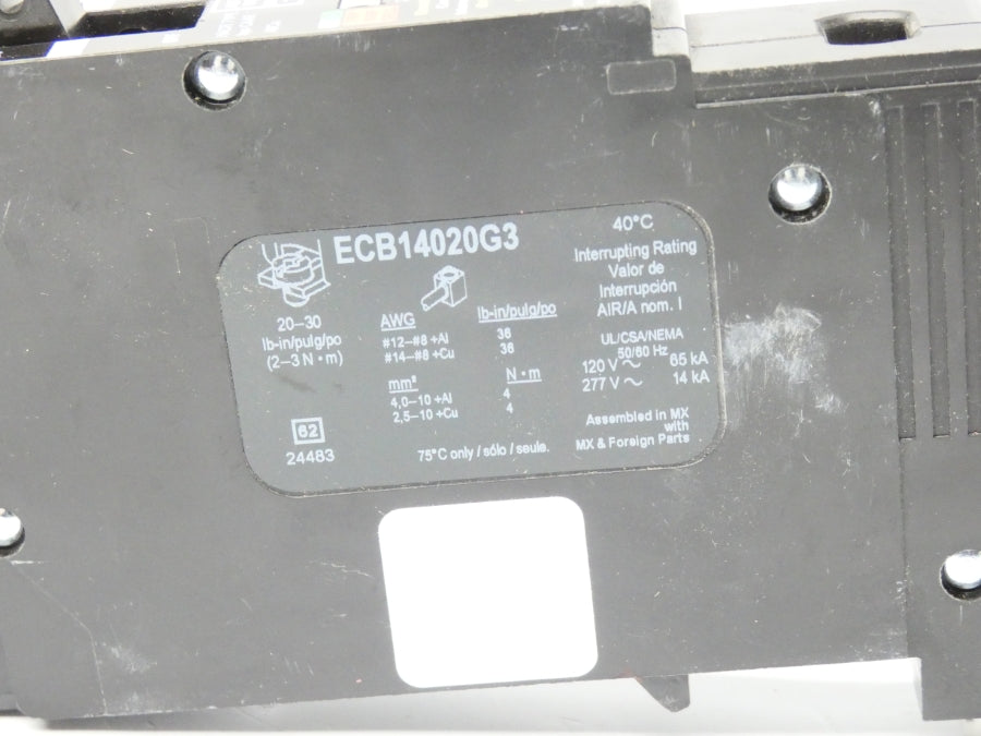 SQUARE D ECB14020G3 277V 20A UNMP