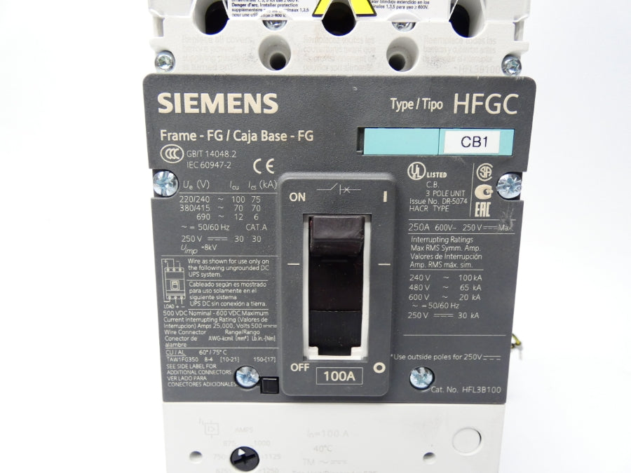 SIEMENS HFL3B100 3VL3125-3RR30-0AA0 600V 100A UNMP