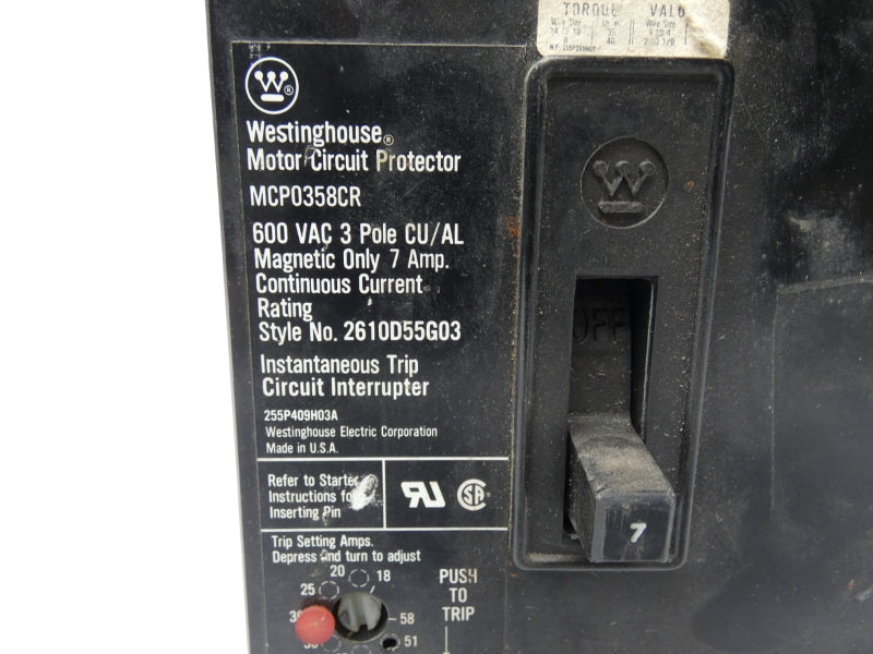 WESTINGHOUSE MCP0358CR 600VAC 7A (AS PICTURED) UNMP